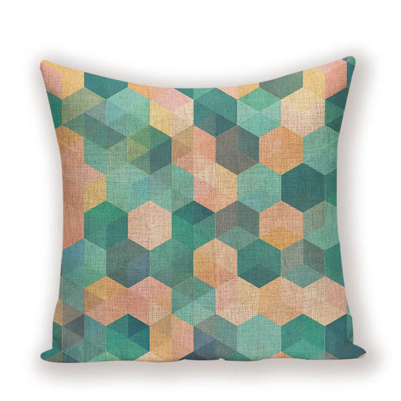 Geometric Linen Cushion Cover for Home Decor - Axyaa's Stylish Throw Pillow Case
