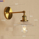 Axyaa Vintage Brass Swing Arm Wall Sconce Glass Industrial Wall Light