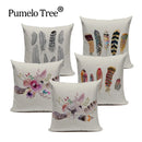Axyaa Cotton Linen Feather Cushion Cover for Home Decor