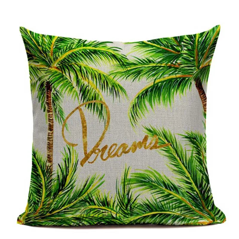 Axyaa Tropic Tree Green Cushion Cover - Summer Style Decorative Pillow for Sofa