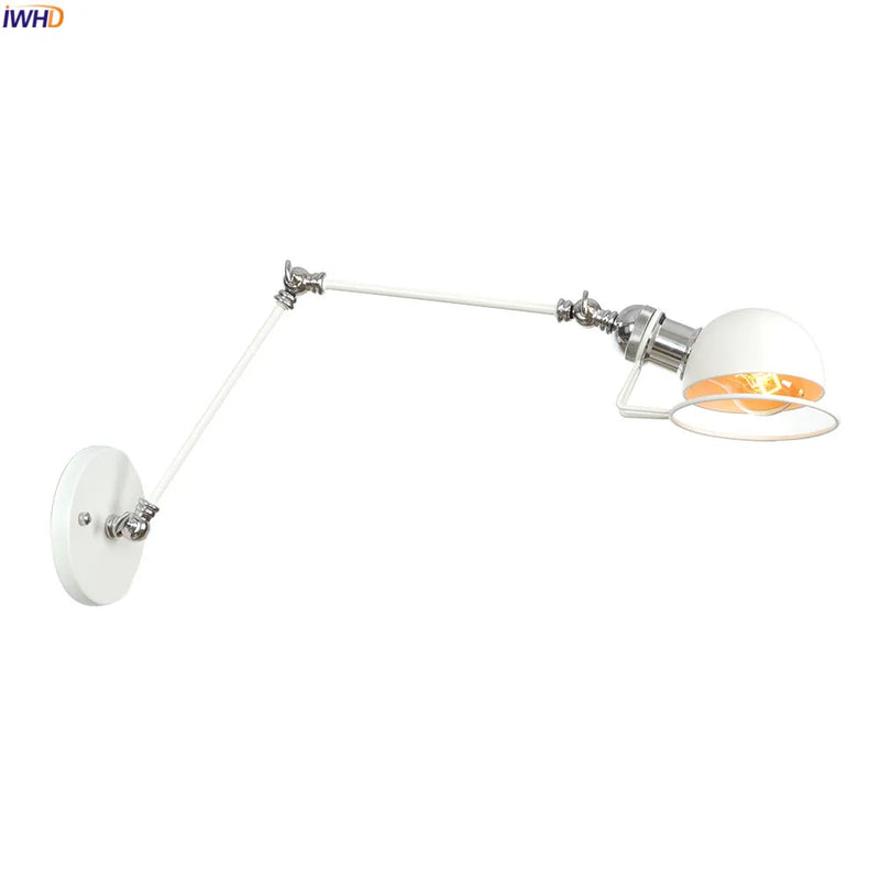 Axyaa White Swing Arm Wall Sconce - Adjustable Bedroom Stair Bathroom Lighting