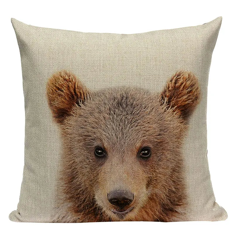 Axyaa Deer Print Cushion Cover 45x45cm Sofa Car Decor Pillow