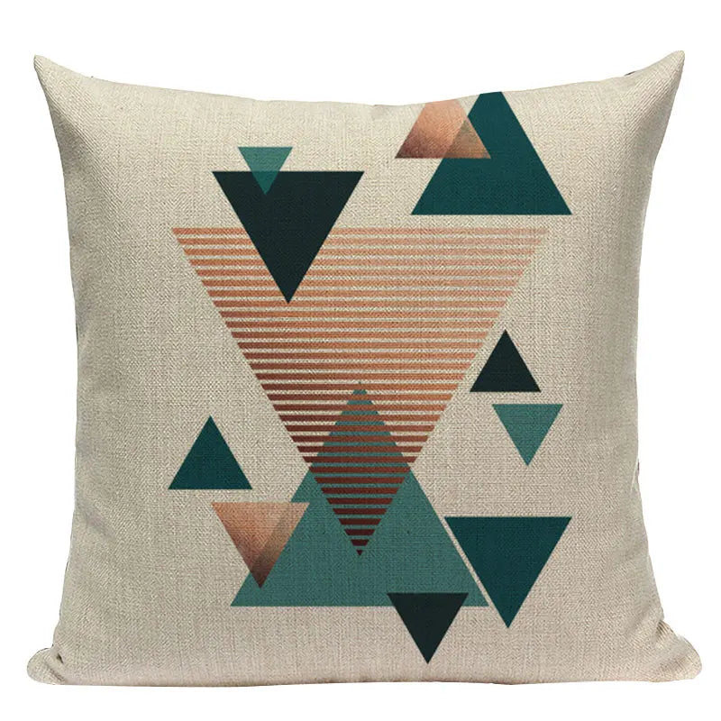 Axyaa Farmhouse Geometric Cushion Covers in Green and White