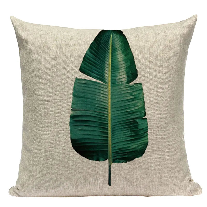 Axyaa Tropical Leaves Pillowcases - Rainforest Style Plant Cushion Covers