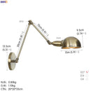 Axyaa Vintage Adjustable Swing Arm Wall Light - Silver Loft Style Vintage LED, Retro Edison