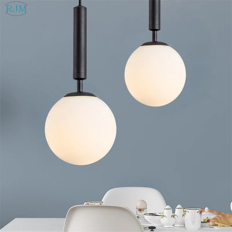 Axyaa Nordic Glass Ball LED Pendant Light - Modern, Creative, Single Head for Home & Commercial Settings