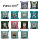 Colorful Cat Fashion Show Cushion Cover - Axyaa Home Decor