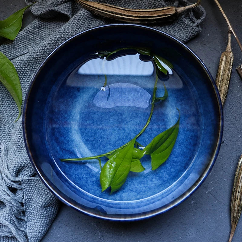 Axya Deep Blue Porcelain Salad Bowl - 2400ml Capacity