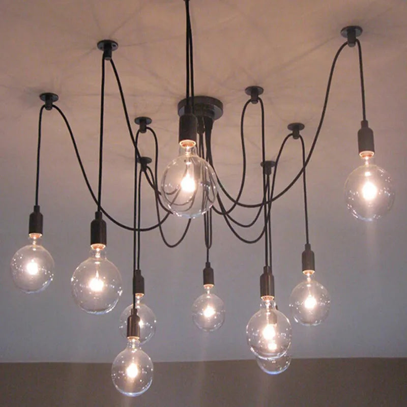 Axyaa Nordic Spider Black Pendant Light Chandelier Industrial Ceiling Fixture