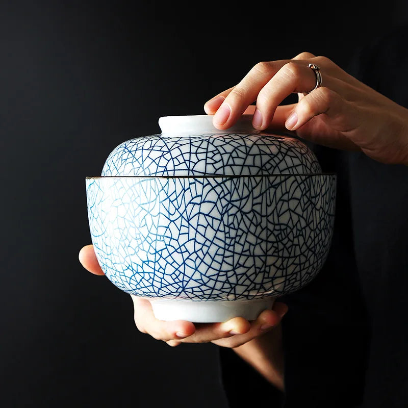 Axya Ceramic Japanese Style Soup Bowl Set - Under Glazed Color, Stew Tureen, 4.5/6.5 inch