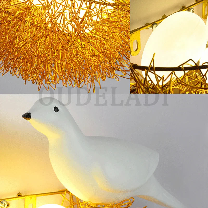 Axya Bird's Nest LED Wall Lamp with 3D Birds Art