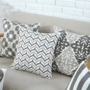 Axyaa Grey Pink Geometric Embroidered Cotton Cushion Cover 45x45cm