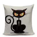 Axyaa Hand Painted Cat Eyes Linen Pillow Cover, Nordic Style, Black White Pattern