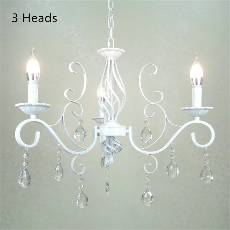 Axyaa Retro Wrought Iron Crystal Chandelier with E14 Candle Lights