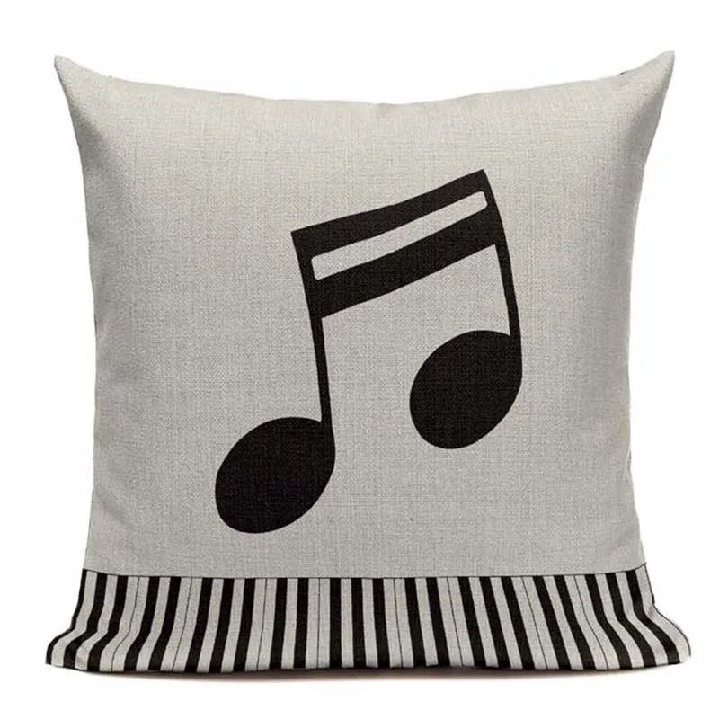 Axyaa Music Series High Quality Cotton Linen Cushion Cover Pillow Case