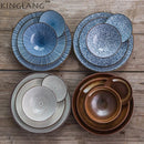 Axya Blue Ceramic Dinner Set - 7 Piece Tableware for Lovers