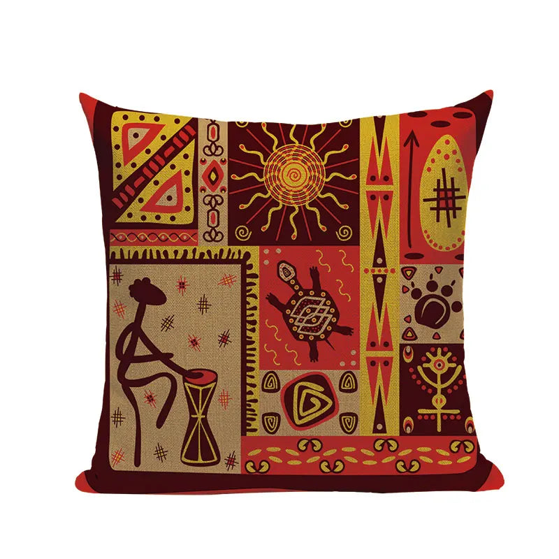 Axyaa African Geometric Dance Pillow Cover Ethnic Bedroom Sofa Decor
