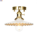 Axyaa Nordic White Ceramic LED Ceiling Light - Copper Ceiling Lamp