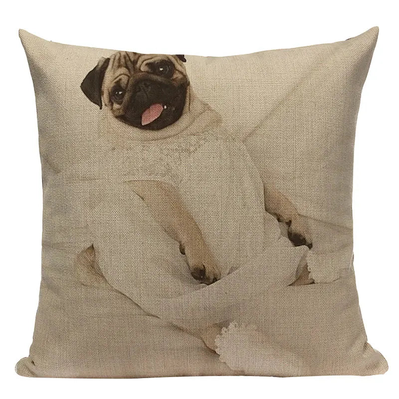 Axyaa Pug Animal Decor Cushion Cover Home Decorative Pillow 45x45cm
