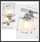 Axyaa Chrome Metal Crystal Chandelier with Double Glass Shades