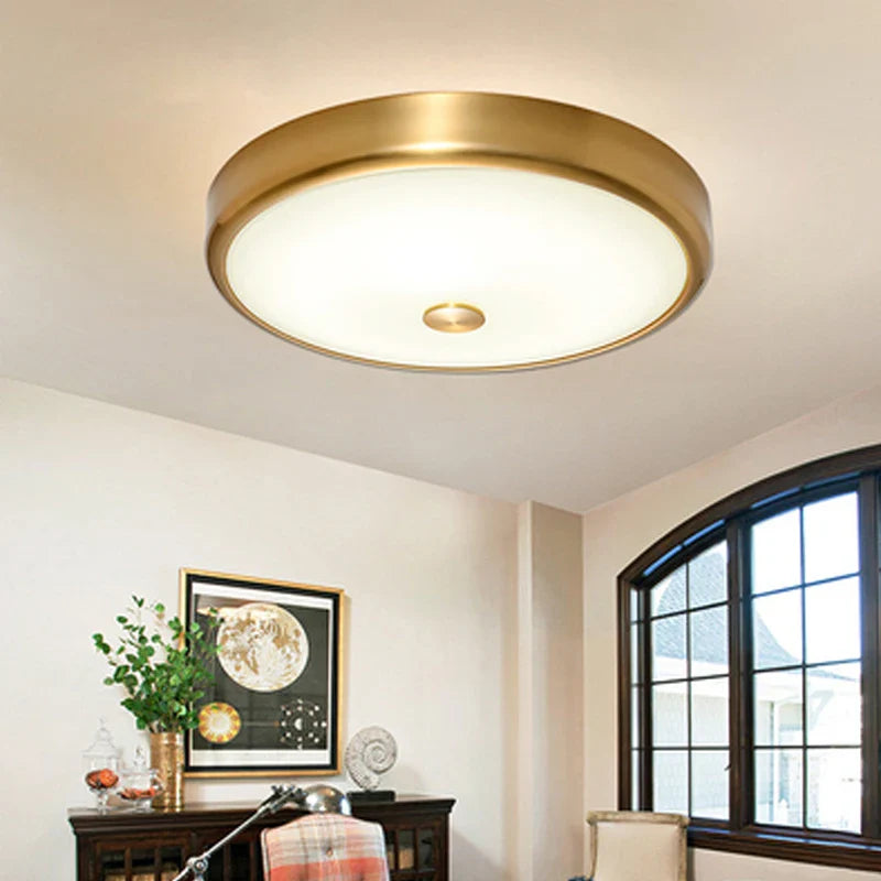 Axya Glass Shade Ceiling Light: Modern LED Brass Lamp for Living Room, Bedroom, Restaurant