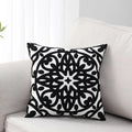 Axyaa Navy Blue Gray Black Floral Embroidered Cotton Pillow Cover 45x45cm