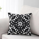 Axyaa Navy Blue Gray Black Floral Embroidered Cotton Pillow Cover 45x45cm
