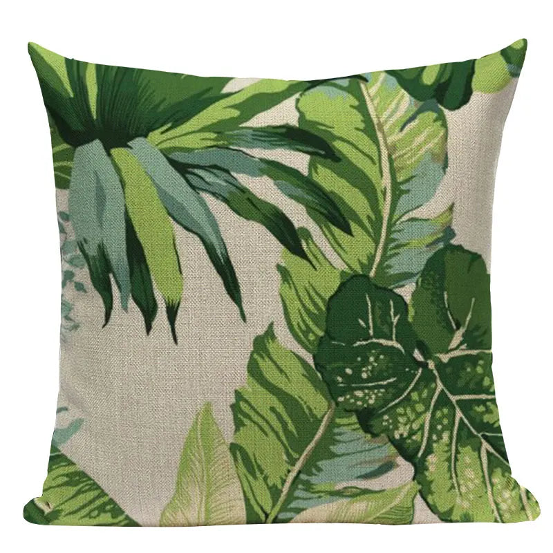 Axyaa Tropical Leaves Pillowcases - Rainforest Style Plant Cushion Covers