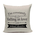 Axyaa Custom Linen Pillowcase for Home Sofa Decor - Cat Happy Reading Book Cover