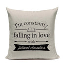 Axyaa Custom Linen Pillowcase for Home Sofa Decor - Cat Happy Reading Book Cover