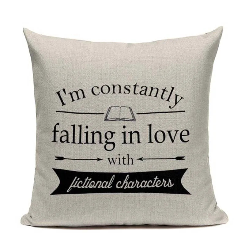 Axyaa Custom Linen Pillowcase for Home Sofa Decor - Cat Happy Reading Book Cover
