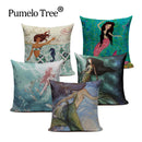 Axyaa Mermaid Pillowcase Ocean Style Cushion Cover 45x45cm Square Home Decor