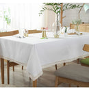 Axya Nordic Cotton Linen Tablecloth with Elegant White Lace - Dining & Tea Table Cover