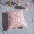 Pink Geometric Embroidered Cushion Cover by Axyaa - 45x45cm Cotton Pillow Case