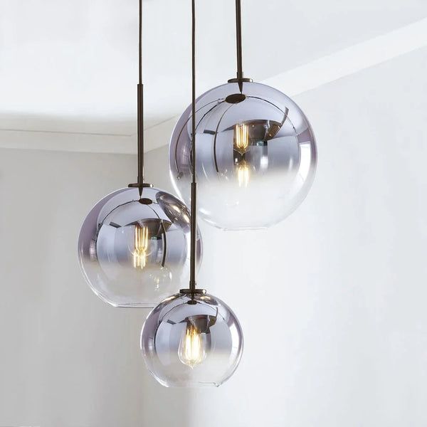 Axyaa Modern Glass Ball Pendant Light Gradient Hanging Lamp for Dining and Living Room