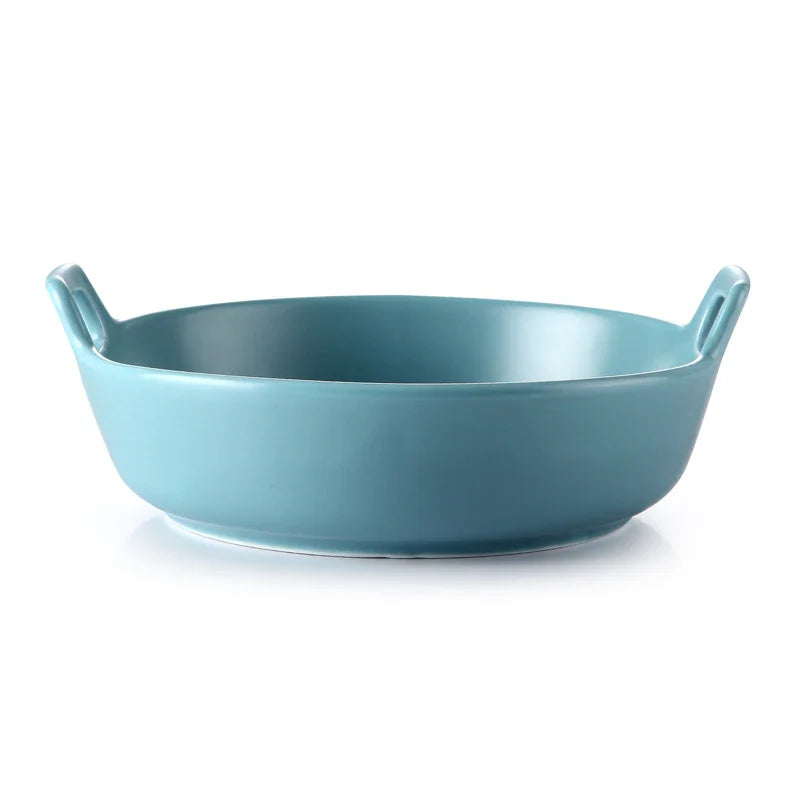 Axya Ceramic Fruit Plate Salad Deep Dish with Handle - Nordic Style Tableware