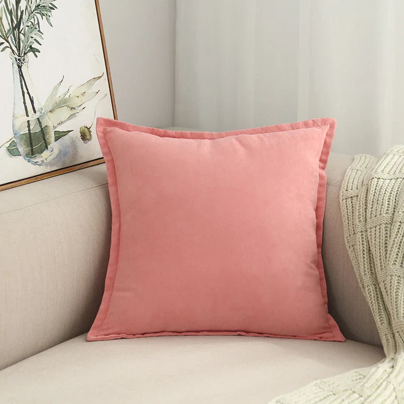 Axyaa Soft Pink Fringed Suede Pillow Case 45x45cm Home Decor