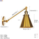 Axyaa Industrial Retro Wall Lamp Swing Arm Sconce Gold Vintage Apliques Pared