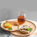 Axya Solid Wood Round Japanese Dinner Plate for Steak, Fruit, Snacks, and Tea Tray
