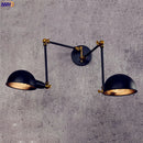 Axyaa Vintage Industrial Swing Arm Wall Light with 2 Heads in Antique Retro Style