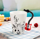 Axyaa Music Violin Guitar Ceramic Mug with Handle - Novelty Stave Coffee Cup