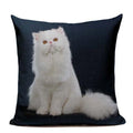 Axyaa Cute Cat Hand-Painted Linen Pillow Cover Black White Yellow