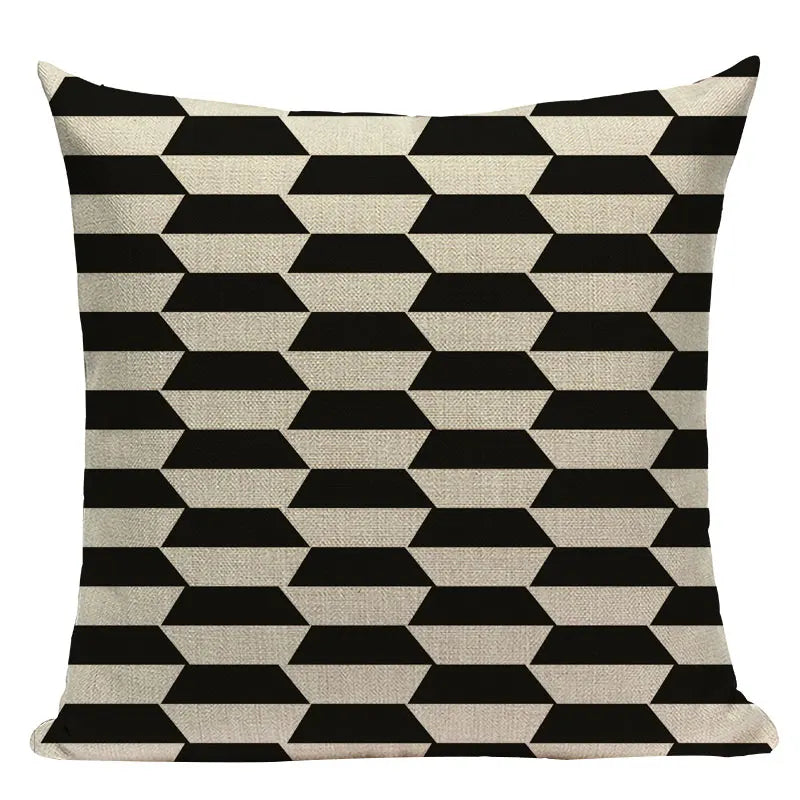 Axyaa Geometric Linen Cushion Cover 45x45cm - High Quality Decor Pillow