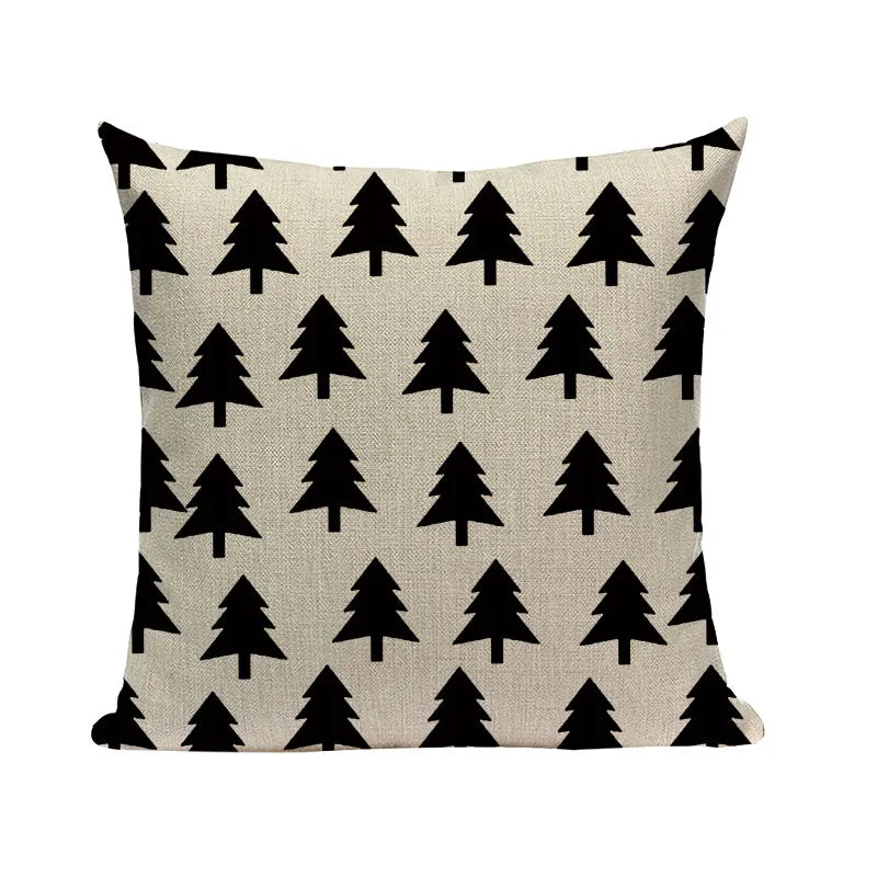 Axyaa Woven Flower Tree Cushion Cover - Black & White Decorative Pillowcase
