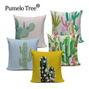 Axyaa Yellow Cactus Watercolor Cushion Cover Farmhouse Decor Pillowcase