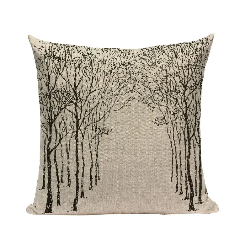 Axyaa Woven Flower Tree Cushion Cover - Black & White Decorative Pillowcase