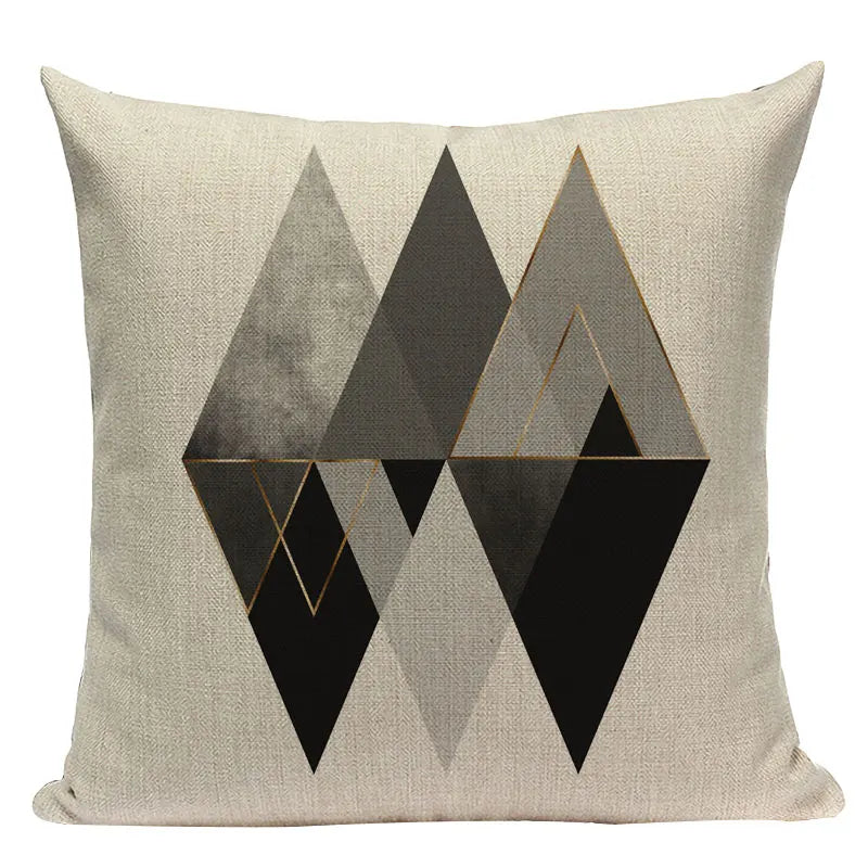 Axyaa Striped Geometric Cushion Cover 45x45cm in Black, Blue