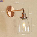 Axyaa Vintage Brass Swing Arm Wall Sconce Glass Industrial Wall Light