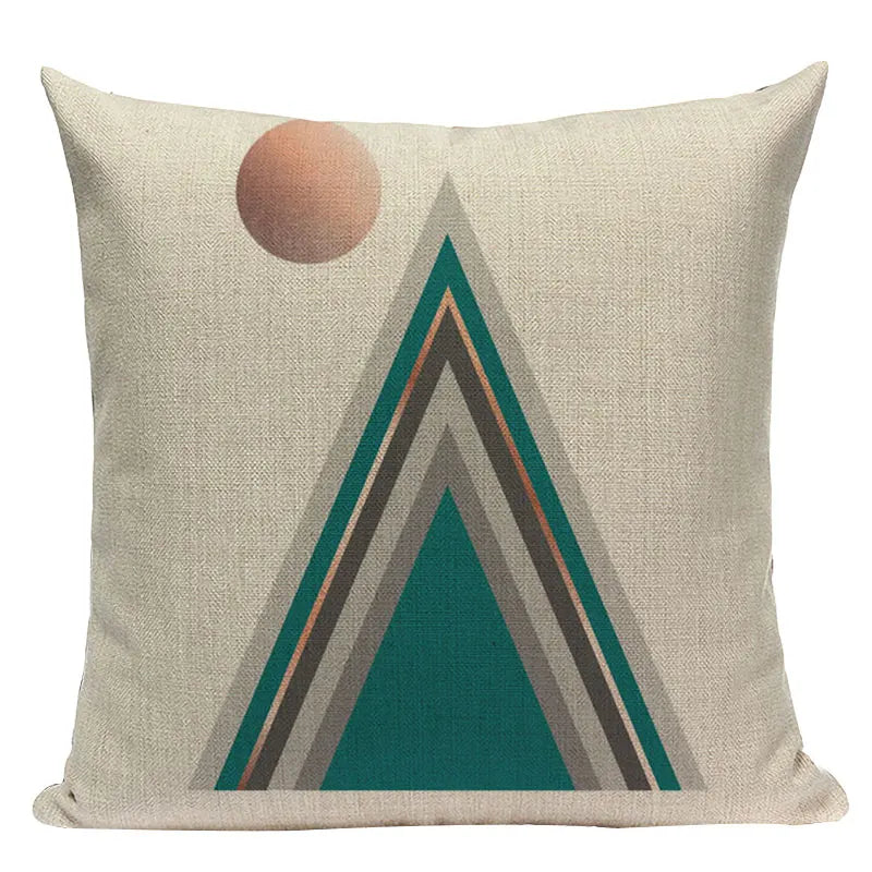 Axyaa Farmhouse Geometric Cushion Covers in Green and White
