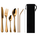Axyaa Stainless Steel Dinnerware Set - 8-Pcs Black Tableware Cutlery Steak Knife Fork Teaspoon